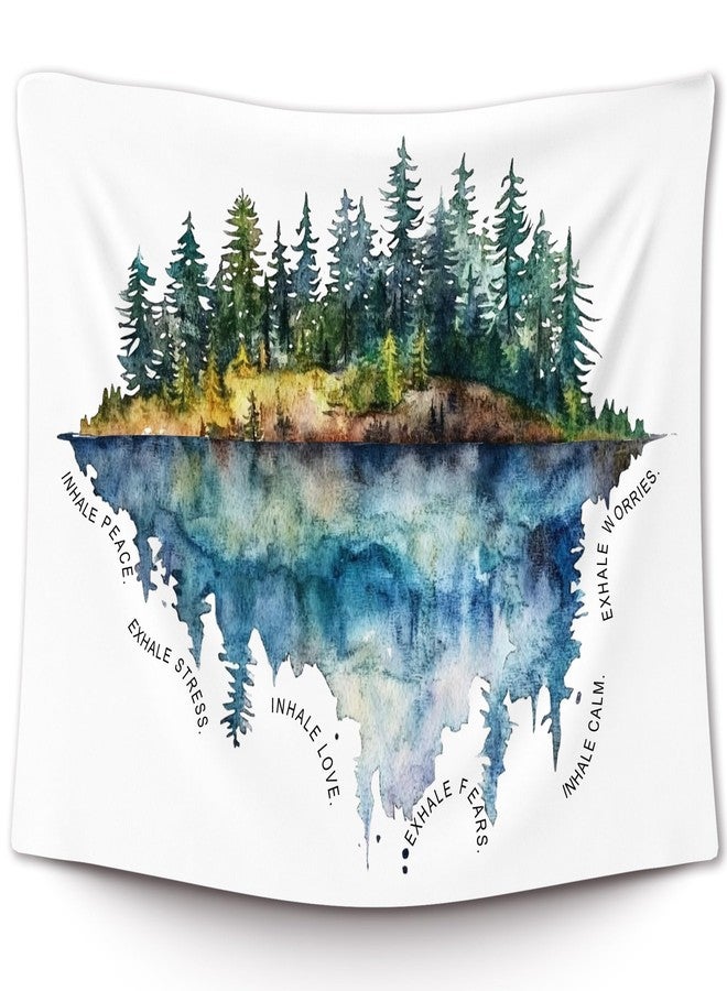 XLDLIOO Mental Health Moody Woods Classroom Wall Tapestry, Inhale Exhale Tapestry Hanging for Bedroom, Watercolor Tapestries Wall Room Decor Art for Classroom Therapy Office Counselling Room 50x60in - Image 1